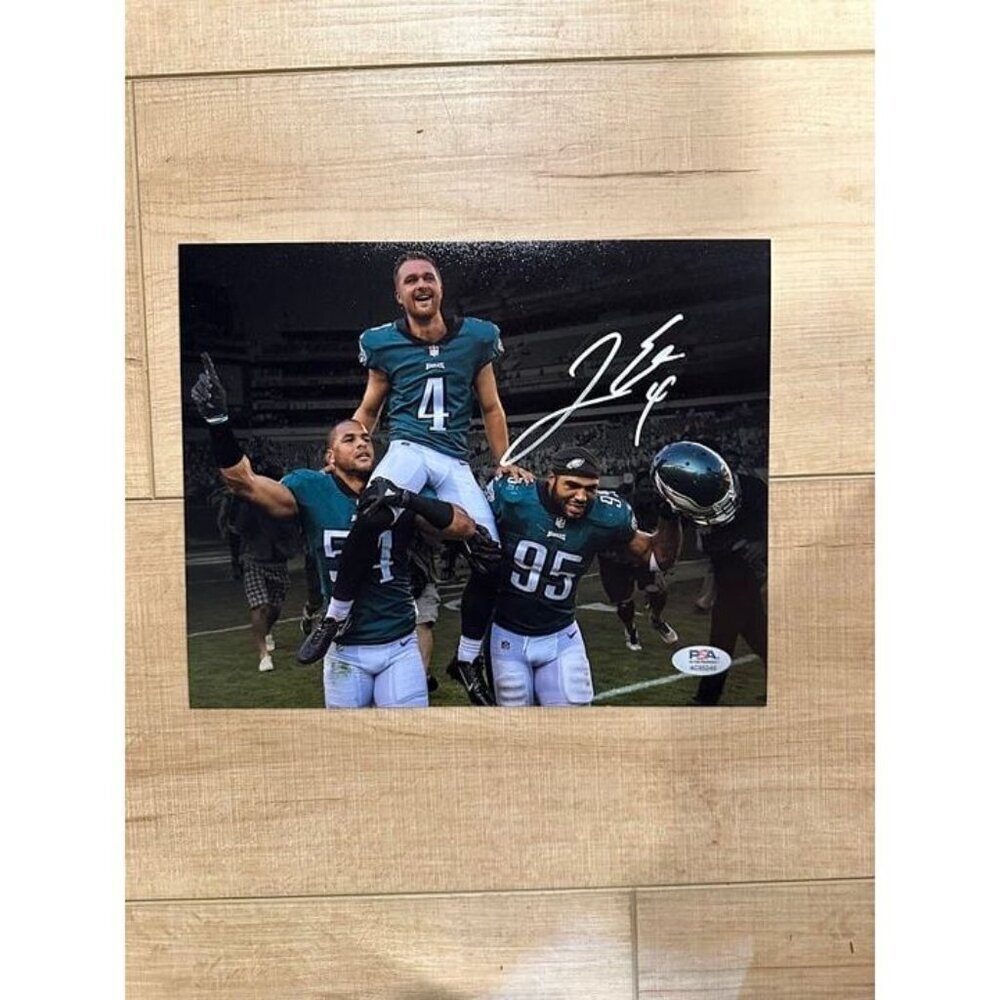 Jake Elliott signed 8x10 Philadelphia Eagles Celebration Photo PSA